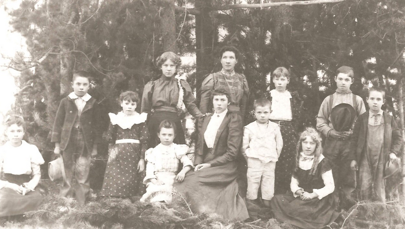 Class Photo in "Pioneer Day" Clothes about 1897
